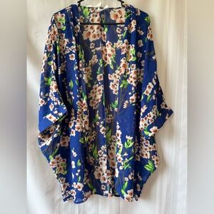 Olrain Beachy Summer Kimono Short Sleeve Sheer Floral Cover Up New Nwt Sz Med